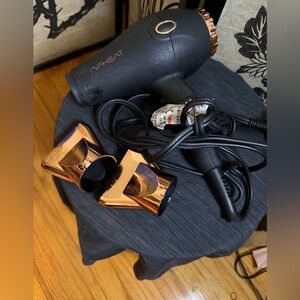 T3 Micro Heat Compact Hair Dryer in Black with Rose Gold Nozzles